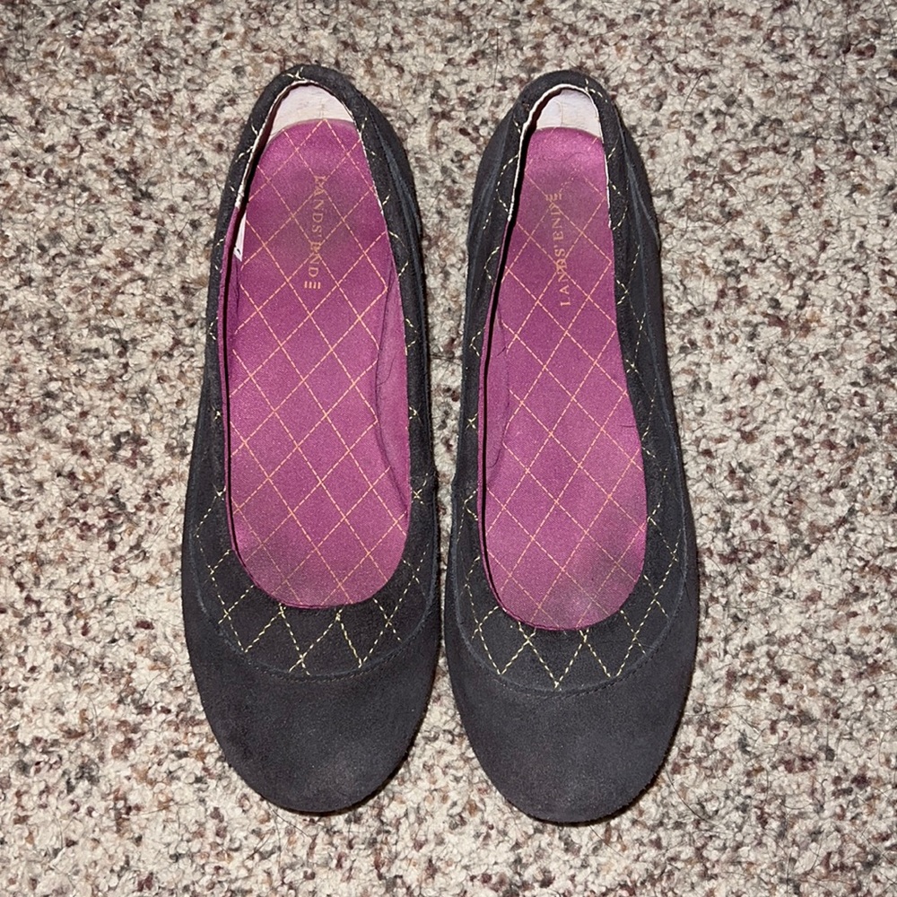 Lands’ End brown suede flats size 6.5